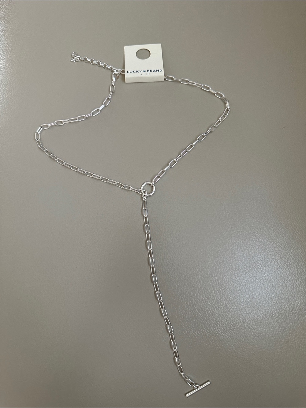 Lucky Brand Silver Paperclip Y-Drop Pendant Necklace